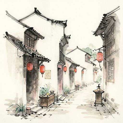 Historic Chinese Street Wall Art