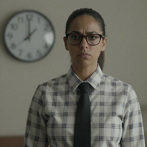 Serious Woman Portrait by 6:00 Clock