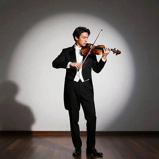 Male Violinist in Dramatic Spotlight