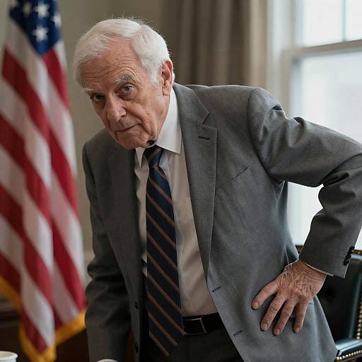 Elderly Man in Suit with Intense Expression