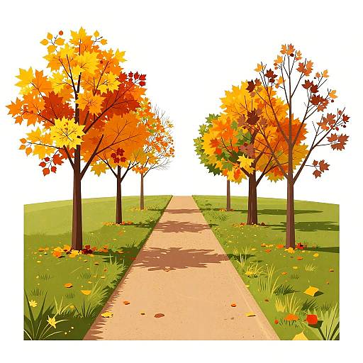 Vivid Autumn Park Trail Vector