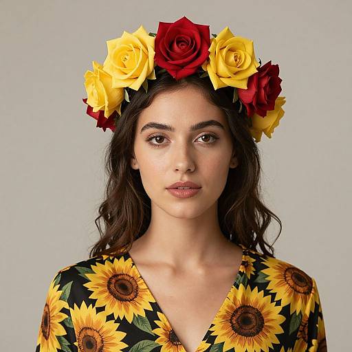 Woman with Vibrant Floral Crown