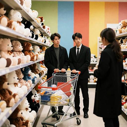 Store Aisle Scene with Two Men