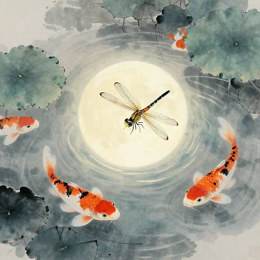 Moonlit Garden in Chinese Ink Style