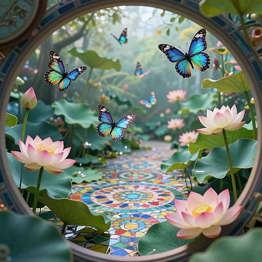 Whimsical Enchanting Garden Mosaic