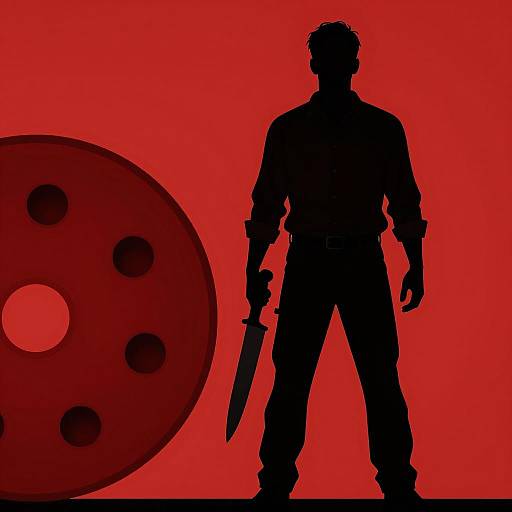 Mysterious Silhouette with Bold Red Background