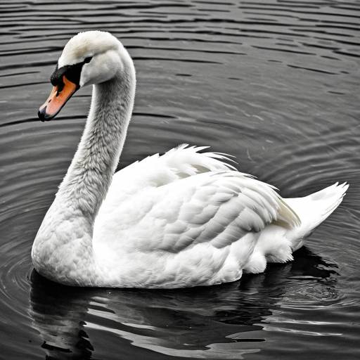 White Swan on Water