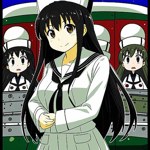 Illustration of Murakami (girls und panzer), girls und panzer in the style of Qp:flapper