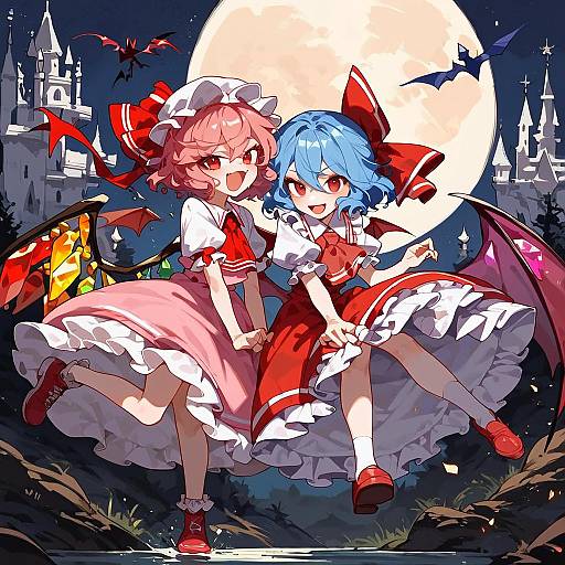 Epic Touhou Sisters at Night