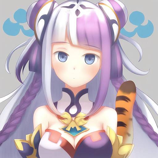 Illustration of Haku (p&d), puzzle & dragons in the style of Hinagi (fox priest)