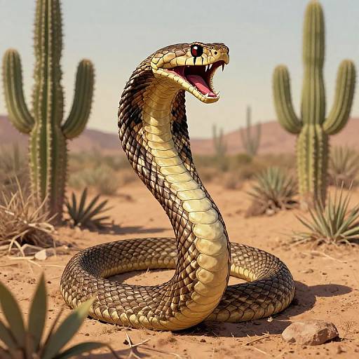Fierce Rattlesnake in Desert Scene