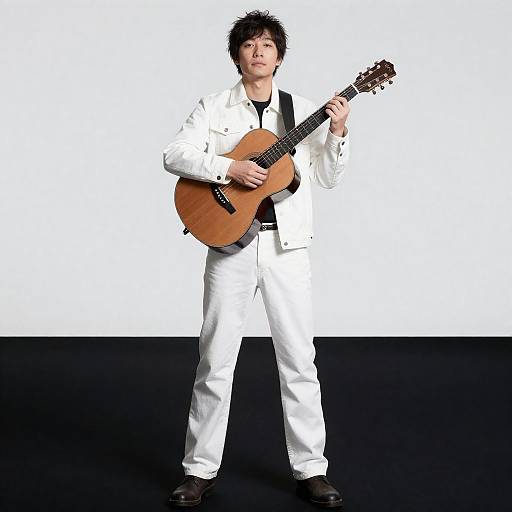 Stylish Musician Portrait Against White