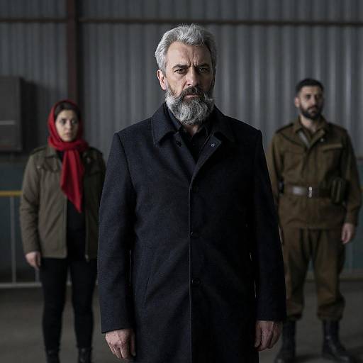 Bearded Man in Dim Industrial Room