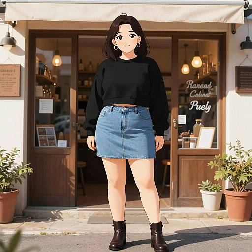 Confident Stocky Woman in Vintage Boutique