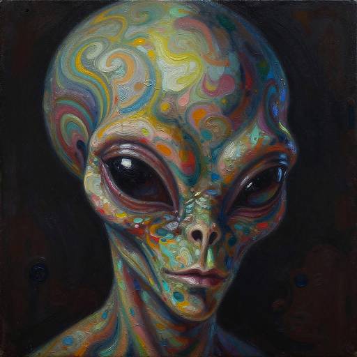 Surreal Alien Face Oil Painting