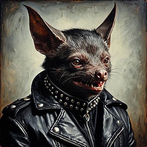 Vampire Bat in Leather Jacket Portrait