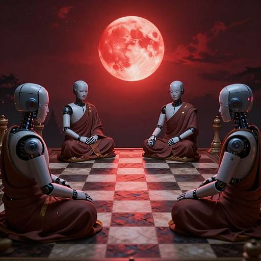 Robotic Monks Meditate on Chessboard