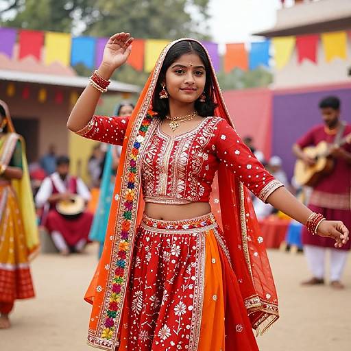Teen Girl Dancing in Sambalpuri Suit