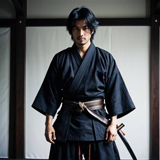 Rugged Samuraï in Dark Traditional Robe