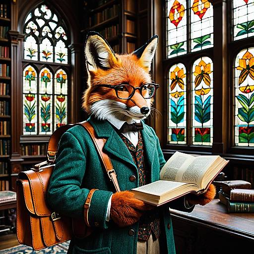 Fox Reading in Victorian Library