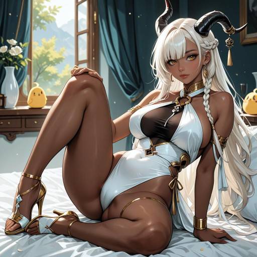 Darkskinned Girl with Horns and Jewelry