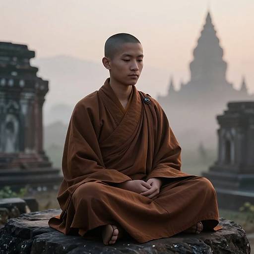 Young Asian Monk at Dawn