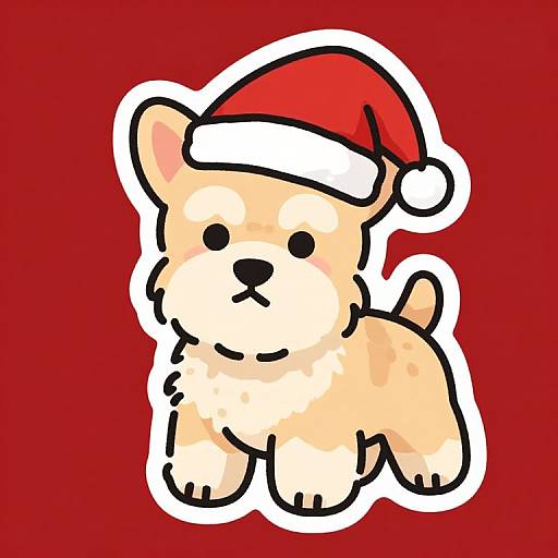 Kawaii Welsh Terrier Santa Sticker