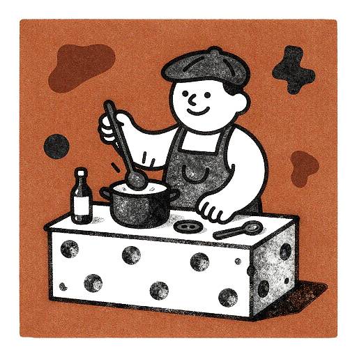 Jovial Cheesemaker Charcoal Print
