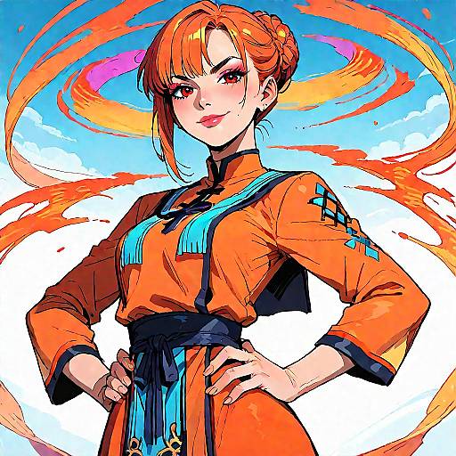 Smirking Priestess in Orange Tabard