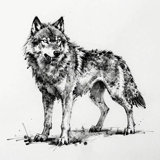 Expressionist Wolf Beast Graphite Sketch