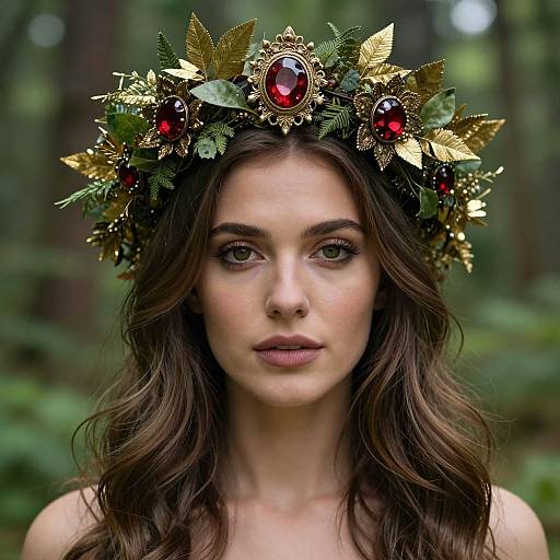 Radiant Woman With Forest Crown