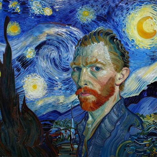 Man with Starry Night Sky Background