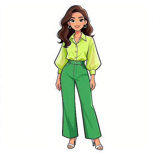 Retro Green Fashion Woman Portrait
