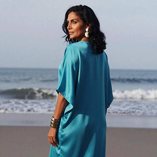 Poised Woman at Dawn Beach