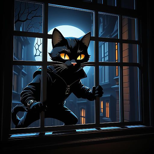 Sneaky Cat Burglar in Action Sneaky Cat Burglar in Action