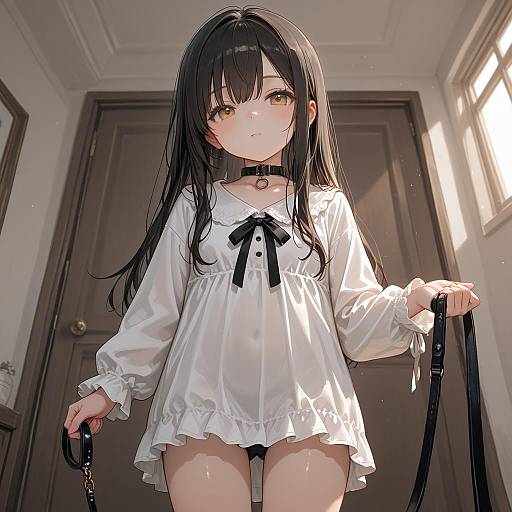 Cute Femdom Girl with Leash Perspective