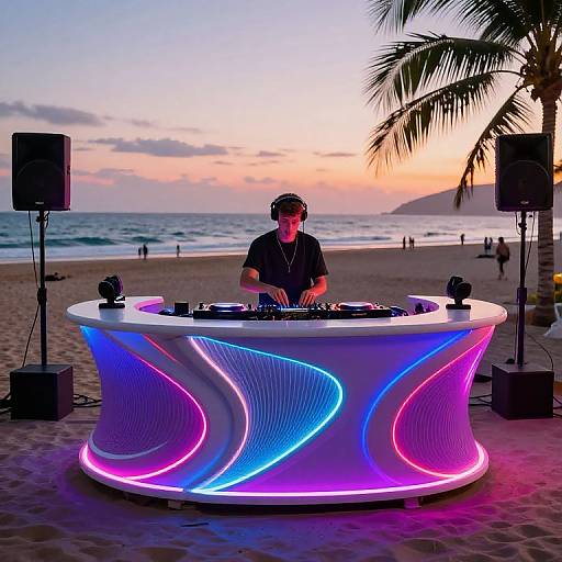 Cyberpunk Goa Beach DJ Booth