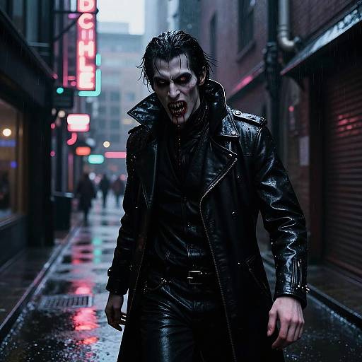 Cyberpunk Vampire in Neon Alley