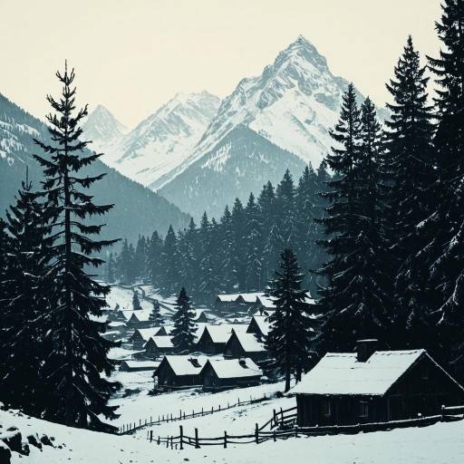 Quiet Snowy Mountain Village