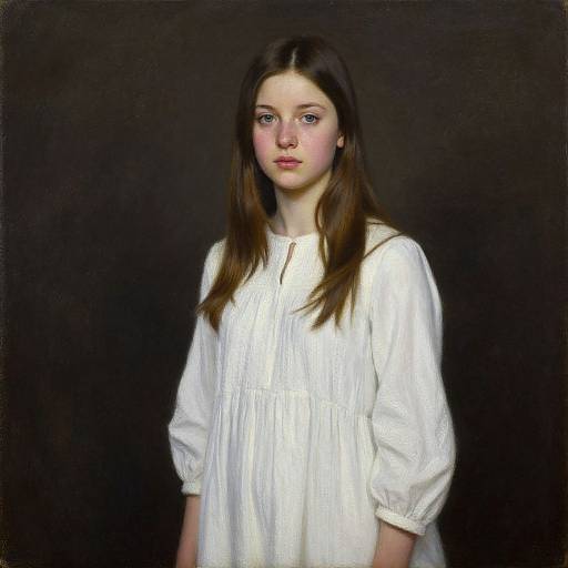 Sincere Girl in White Dress Masterpiece