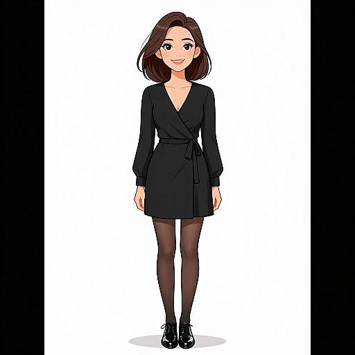 Elegant Woman in Classic Black Dress