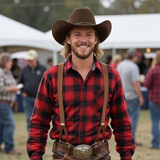 Smiling Cowboy at Outdoor Event
