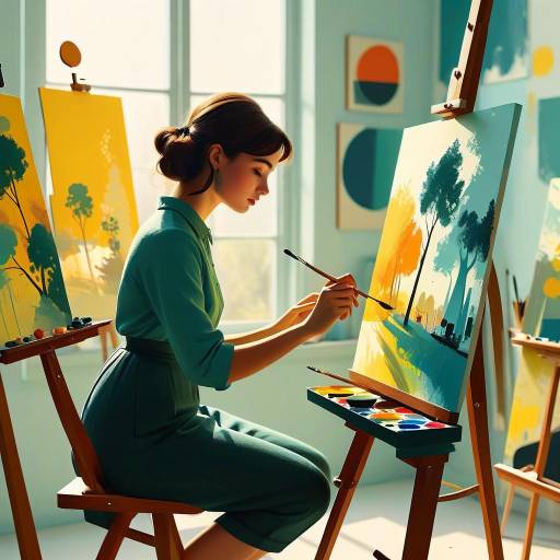 Joyful Artist in Mid-Century Studio