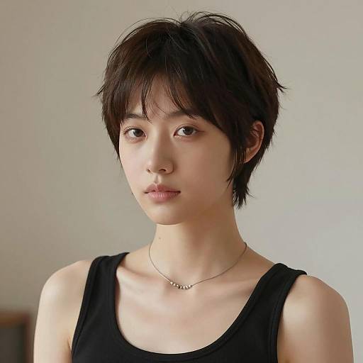 Portrait of Young Woman with Pixie Haircut