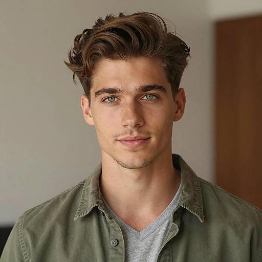 Young Man with Pompadour Fade Hairstyle