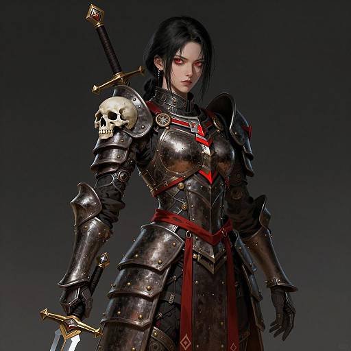 Armored Female Warrior in Dark Setting
