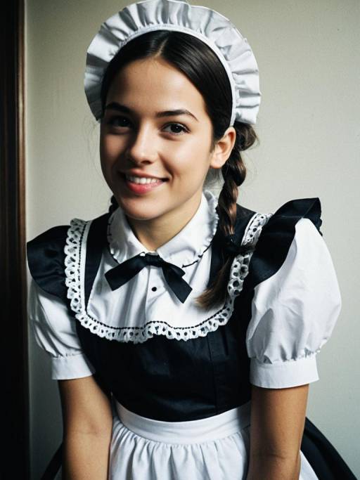 Young Woman in French Maid Outfit