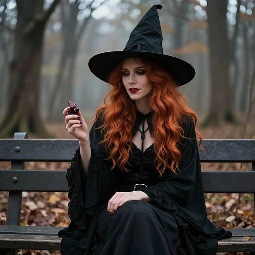 Red-Haired Witch on Bench