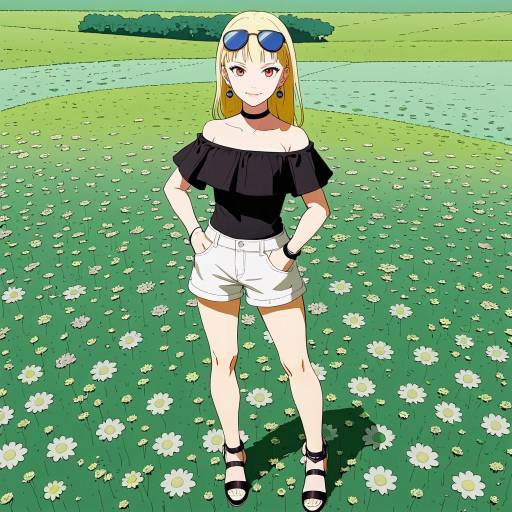 Confident Naruto Girl in Serene Meadow