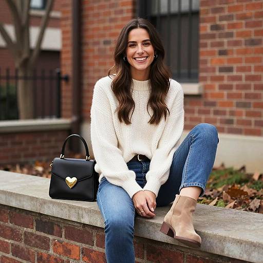 Smiling Woman in Cozy Autumn Setting